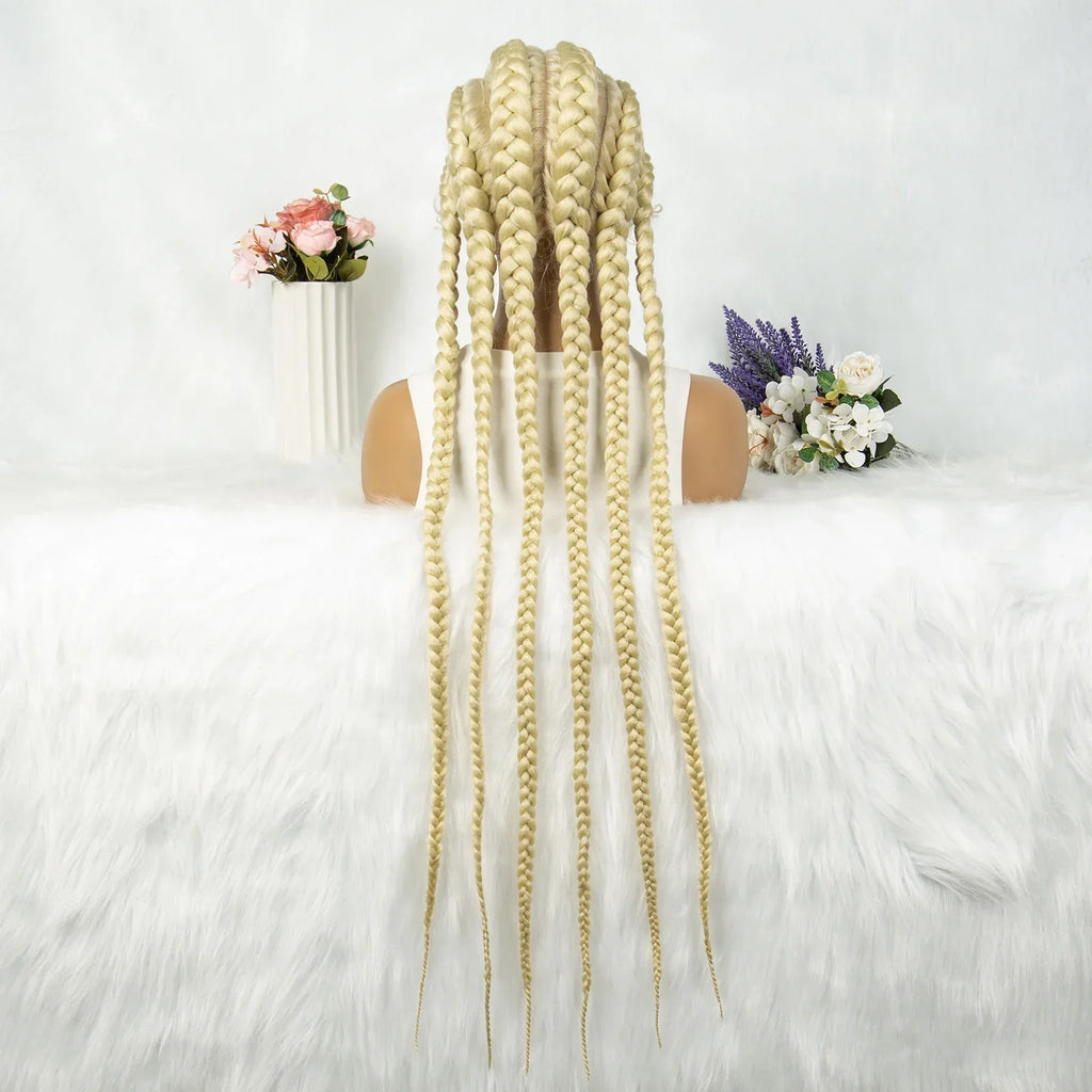36" Blonde Knotless Box & Cornrow Braids Wig | Lace Front