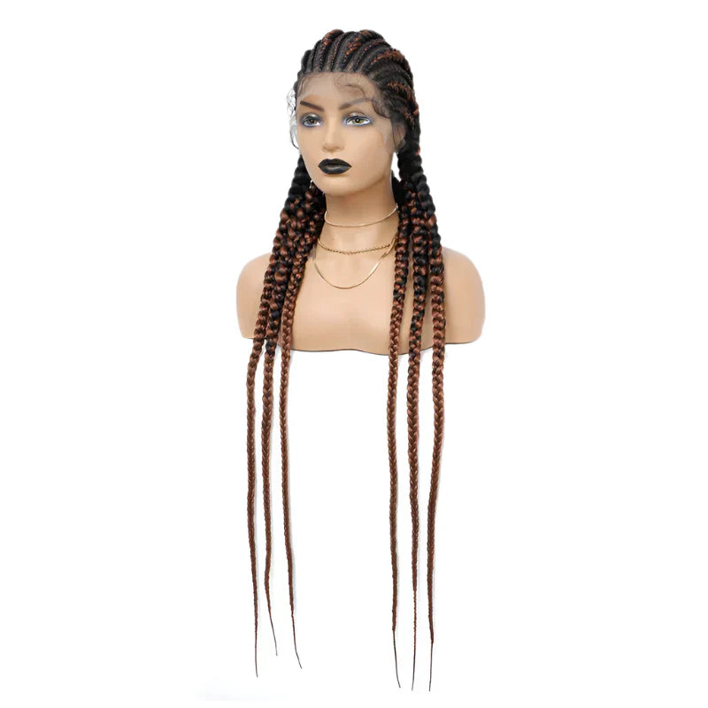 36" Jumbo Knotless Box Braids Wig | Incoo Full Lace Cornrow Wig | Transparent Lace | African Braided Hair