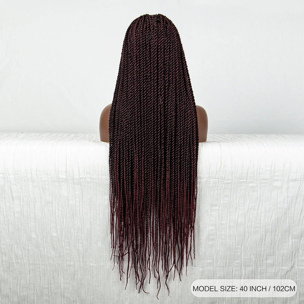 40" 360° HD Full Lace Knotless Twist Braids Wig | Blended Long Box Braids
