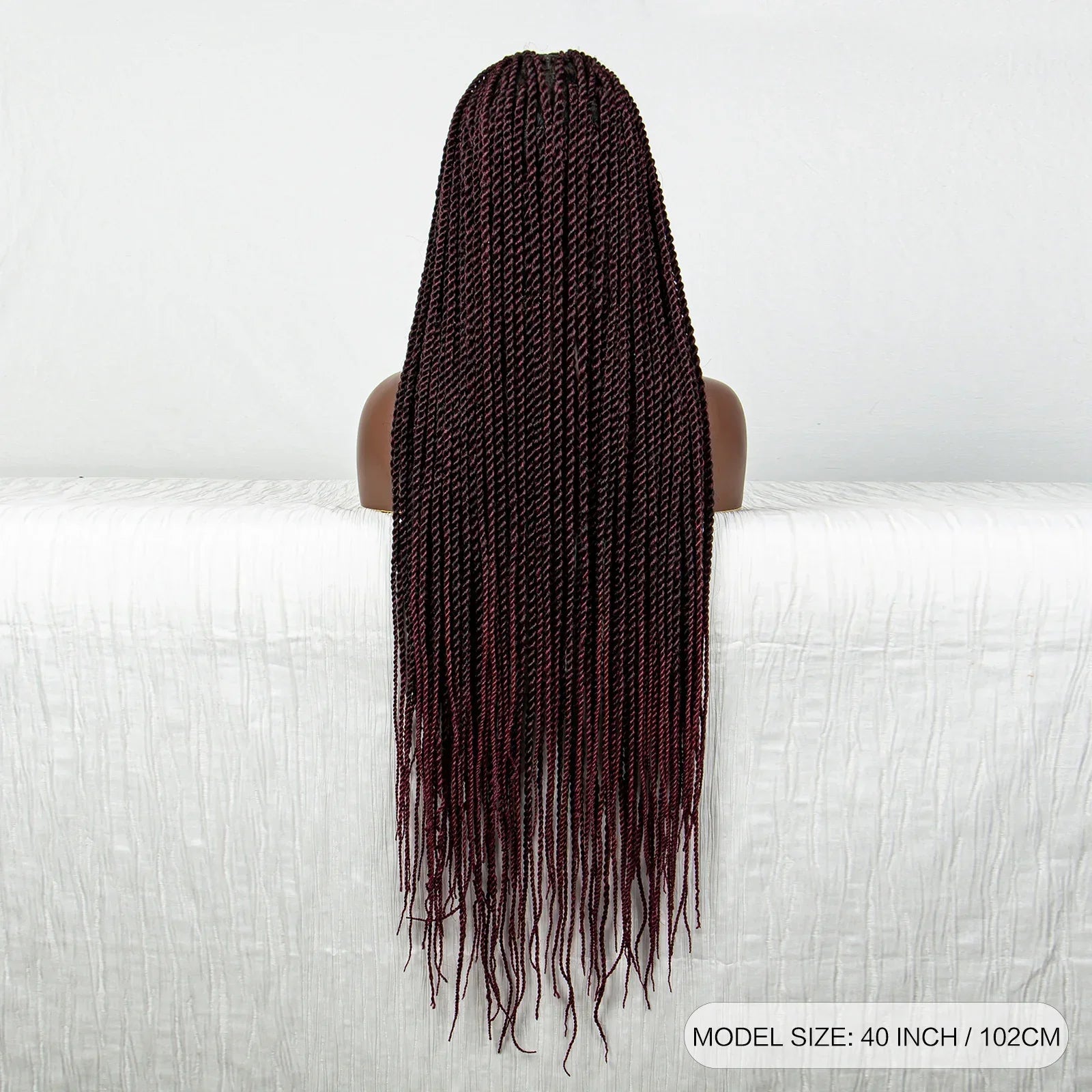 40" 360° HD Full Lace Knotless Twist Braids Wig | Blended Long Box Braids