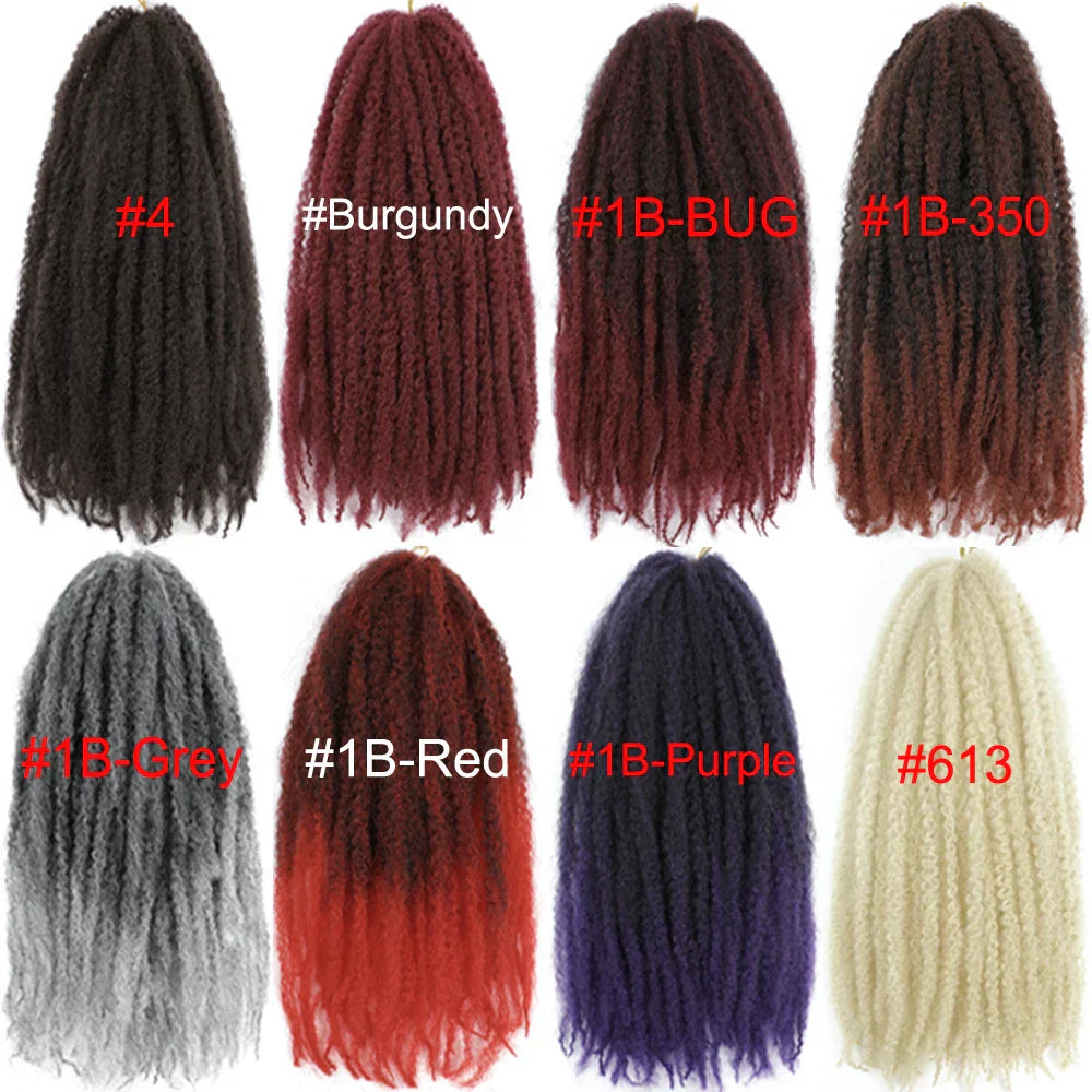 18" Marley Twist Braiding Hair | Crochet Braids | Afro Twist Kinky Hair Extensions | Ombre Colors | 30 Strands/Pack