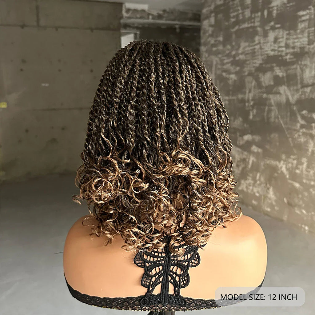 12-Inch Synthetic Box Braided Bob Wig | Crochet Braids | Heat Resistant | Short Braids for Black Women