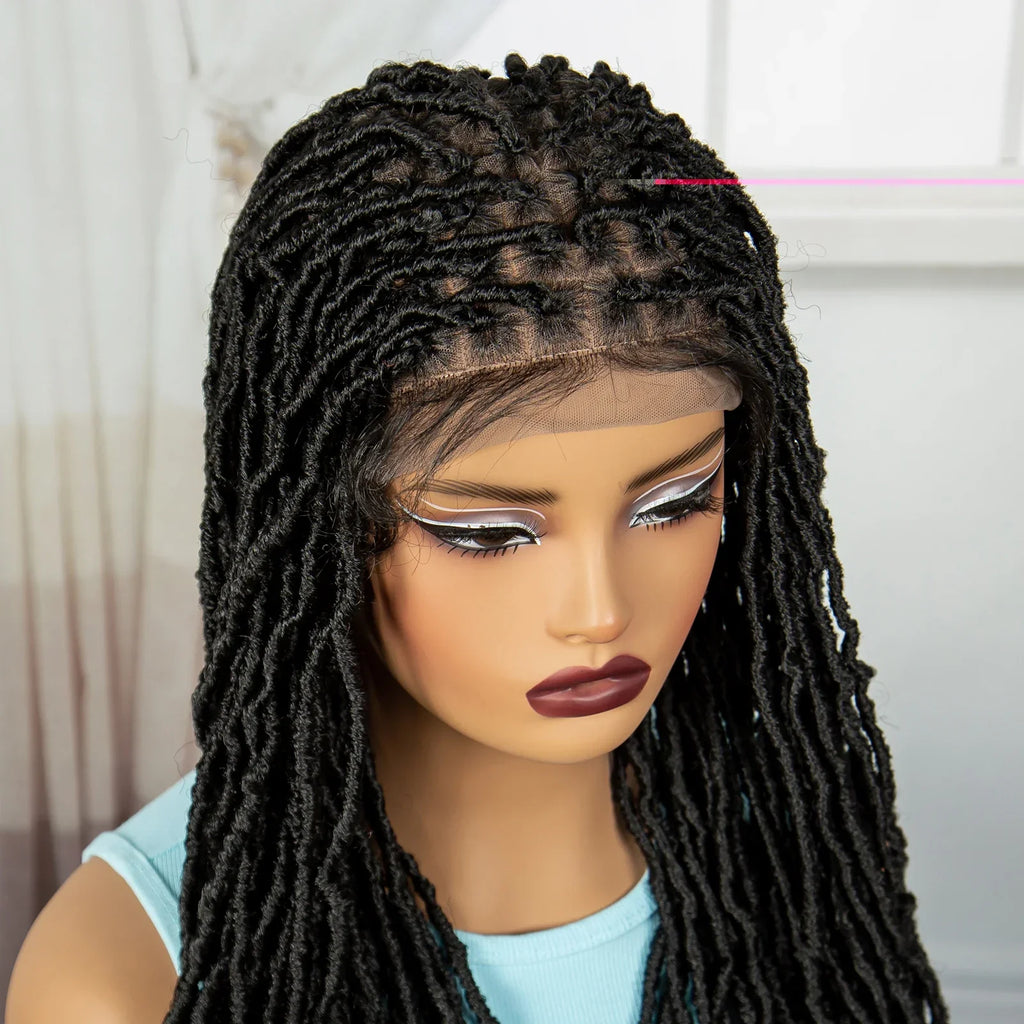 24" Knotless Box Locs Braided Wig | Full Lace Frontal Dreadlock Style