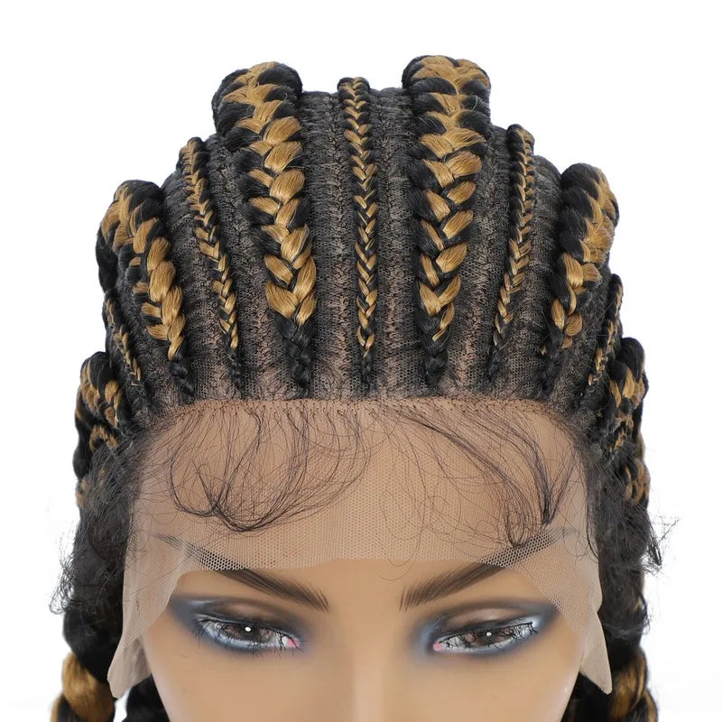 36" Cornrow Braided Wig | Full Lace Frontal | With Baby Hair | For Black Women