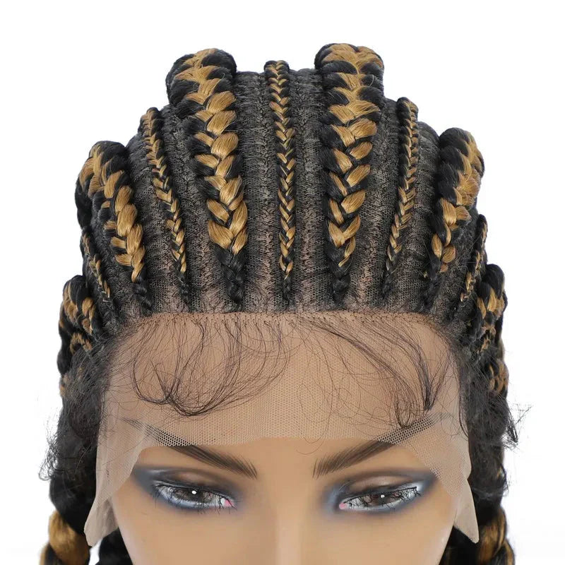 36" Jumbo Dutch Twins Cornrow Braided Lace Front Wig | Full Lace | Synthetic Crochet Hair | Black Women
