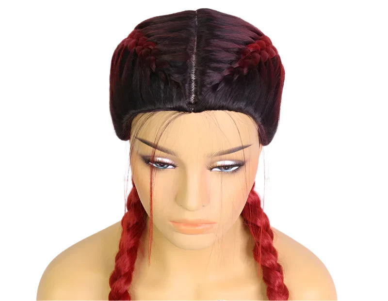26" Black & Honey Blonde Box Braided Wig | Heat Resistant Synthetic Wig | Cosplay & Daily Wear | Machine Made