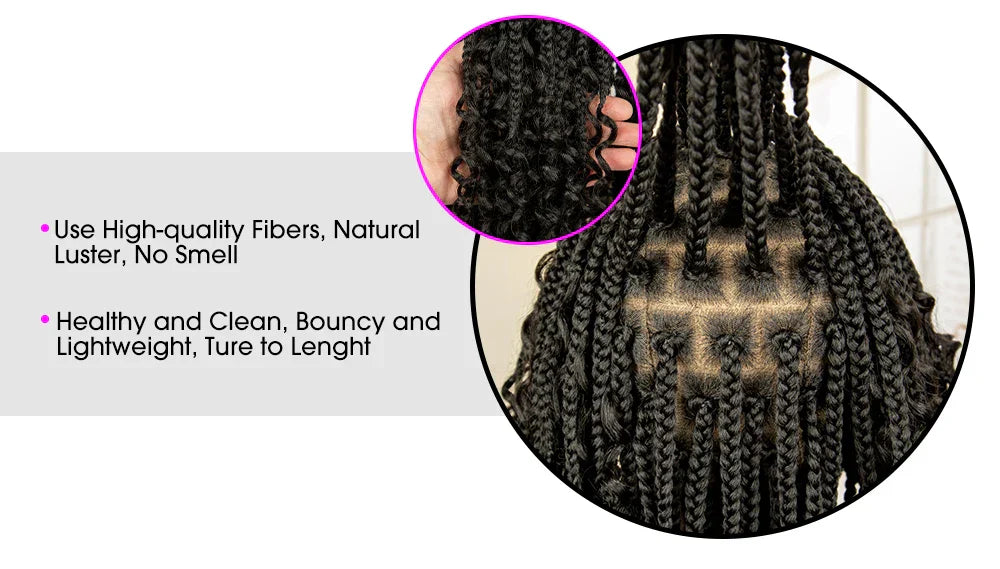 14" Burgundy Box Braids Wig | Full Lace | Kanekalon Fiber | Boho Braids | For Women