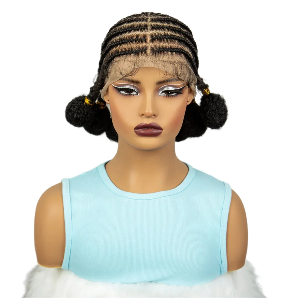 10 Inch Natural Cornrow Braids Full Lace Wig | Transparent Synthetic Braiding Hair with Baby Hair