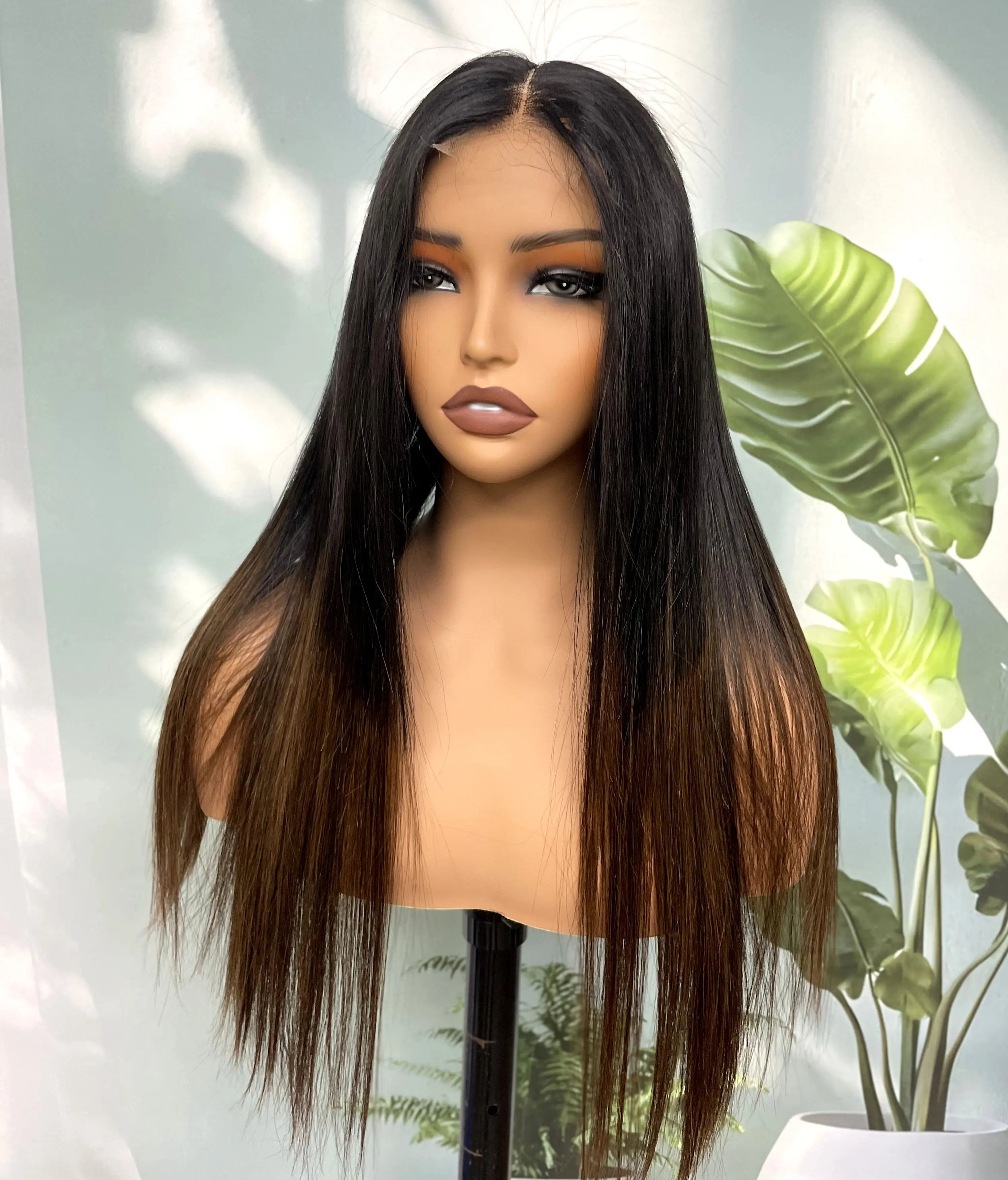 300% Density 1BT4 Brown Bone Straight Wig | 2x6 Real HD Lace Burmese Virgin Human Hair (Double Drawn)