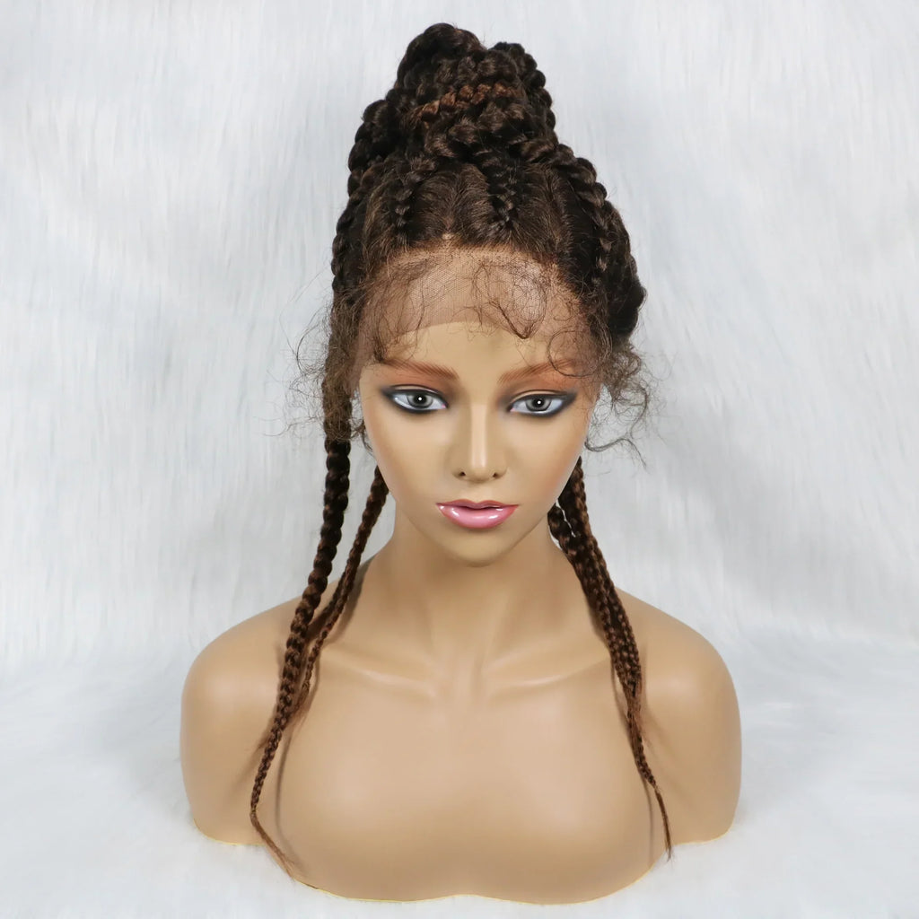 24" Ombre Braided Ponytail Wig | Lace Front with Baby Hair