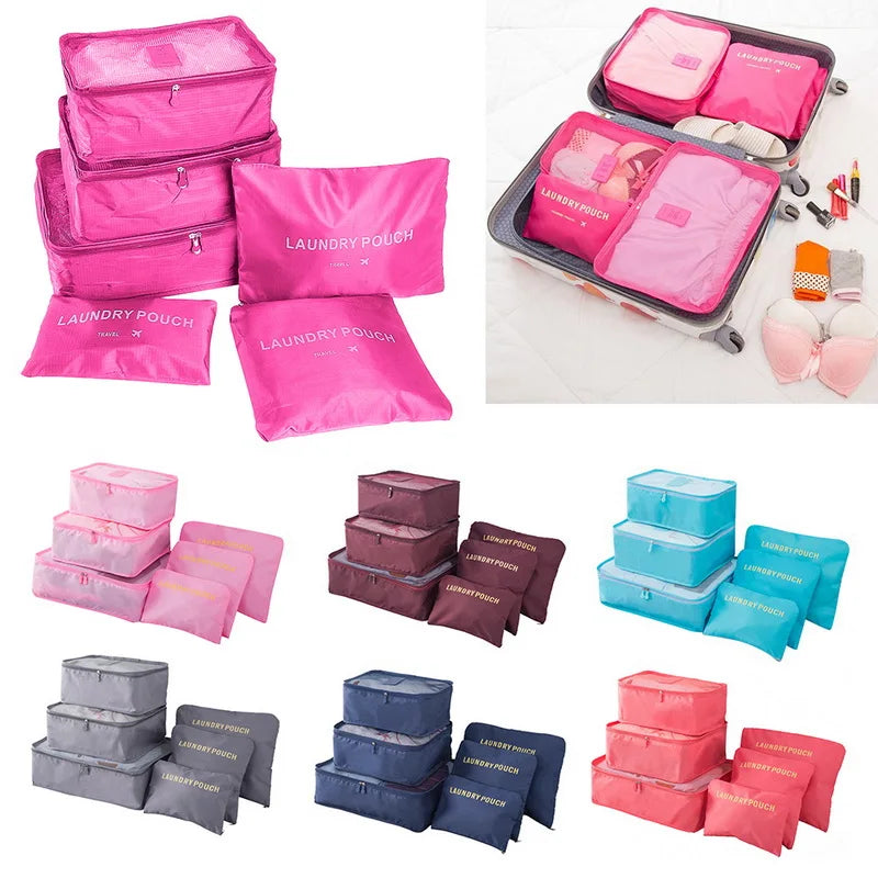 6pcs Set Travel Storage Bags | Suitcase Packing Set & Portable Luggage Organizer (Clothes Shoe Foldable Organizer)