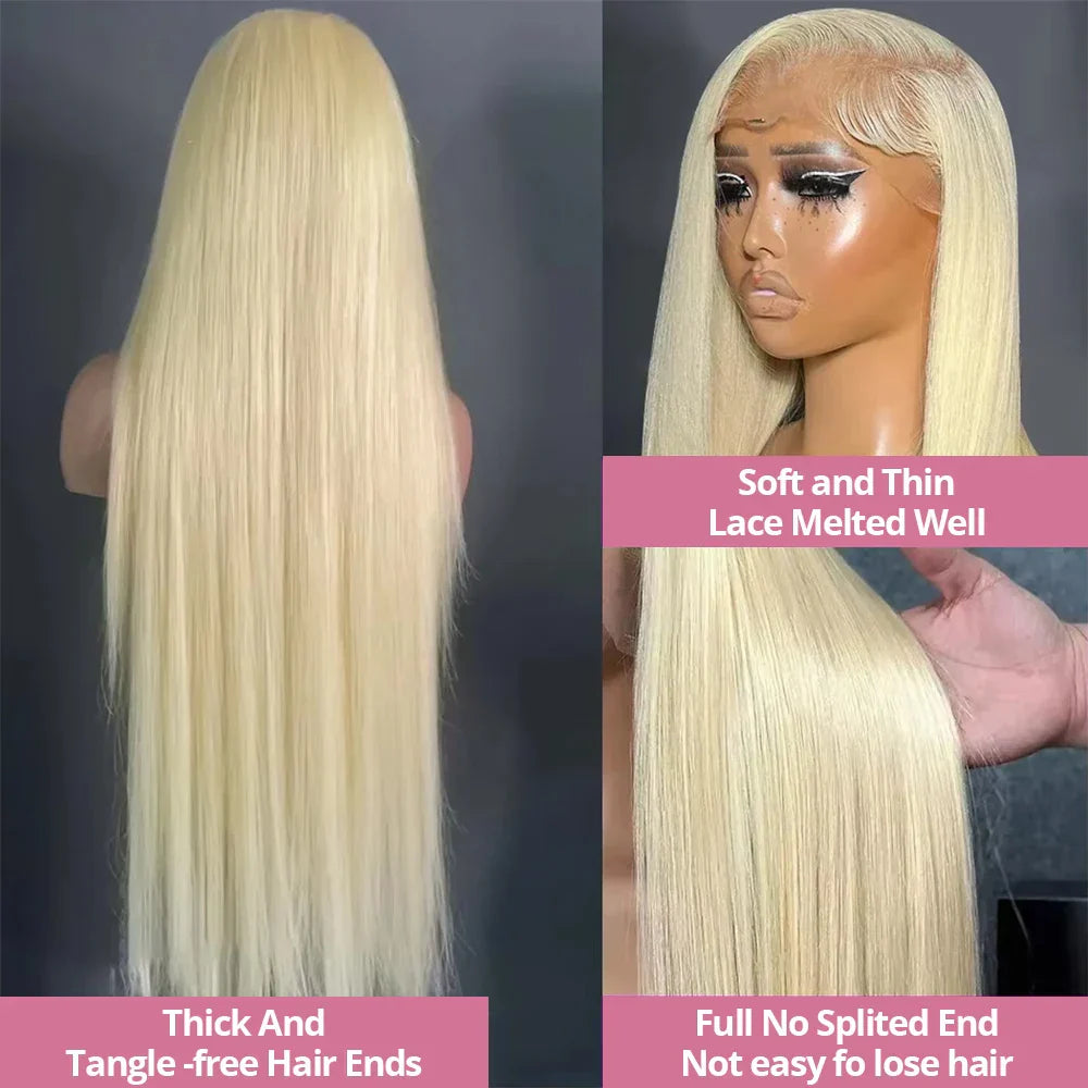 613 Honey Blonde Straight 13x6 HD Lace Frontal Human Hair Wig | Transparent Brazilian Remy 13x4 Lace Frontal for Women