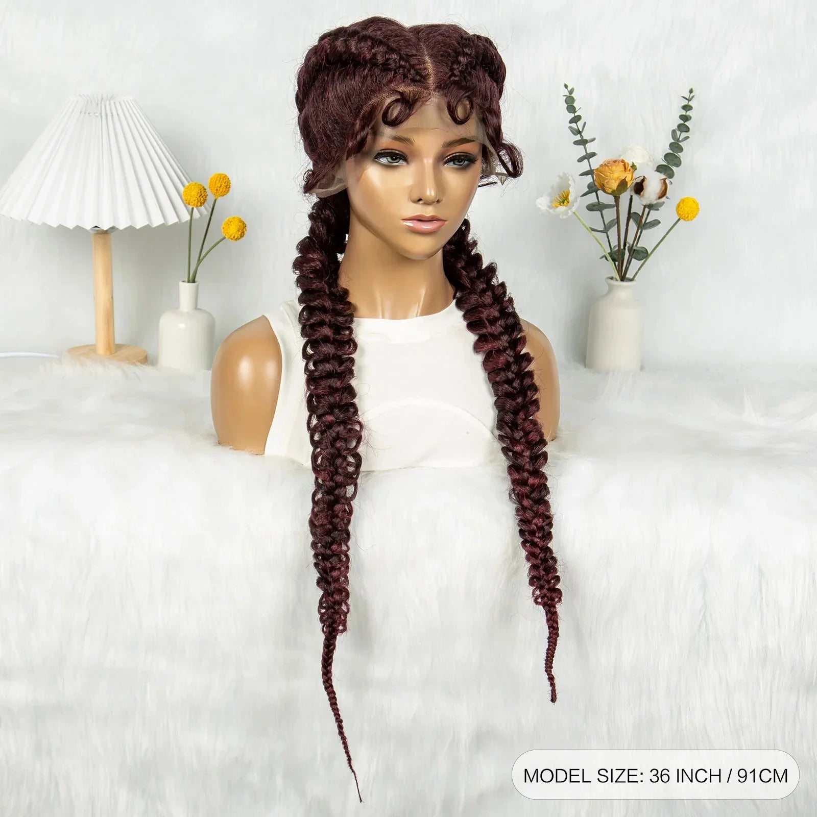 36" Twisted Braids Lace Front Wig | 13x1 | Senegalese Twist | Baby Hair | Handmade Synthetic Braids
