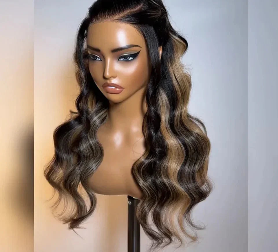 1B/27 Highlight Ombre Body Wave Lace Front Wig | 180% Density Honey Blonde Human Hair with Transparent Lace for Black Women