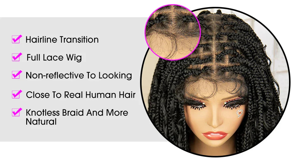 32 Inch Senegalese Twist Braided Wig - Knotless - Full Lace - Synthetic - with Baby Hair