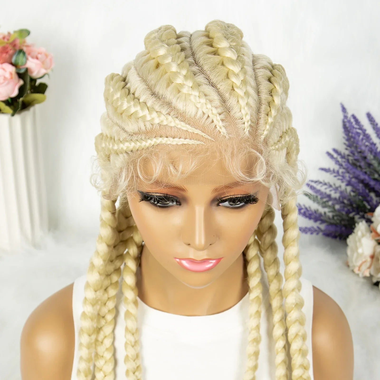 36" Blonde Knotless Box & Cornrow Braids Wig | Lace Front