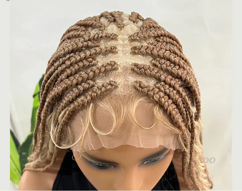 32" Bohemian Braided Wig | 613 Blonde Full Lace Box Braids | Knotless Braids with Baby Hair
