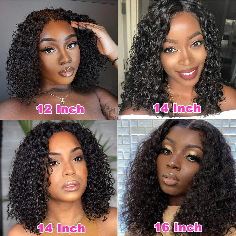 16 Inch Loose Water Wave Malaysian 13x4 Lace Front Wig Short Bob Wet & Wavy Glueless 4x4 Closure