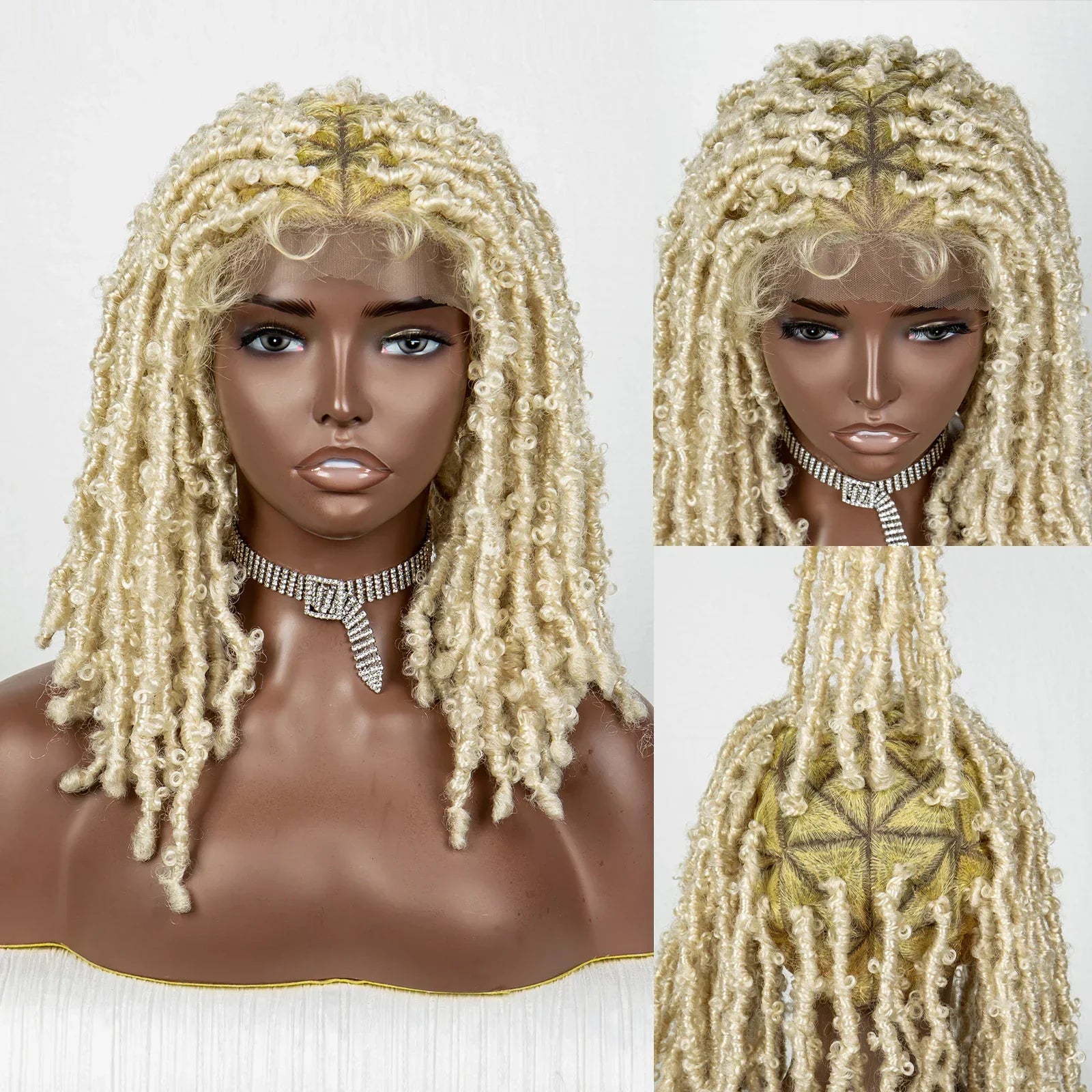 613 Blonde Butterfly Locs Braids Wig | Knotless Crochet | Full Lace