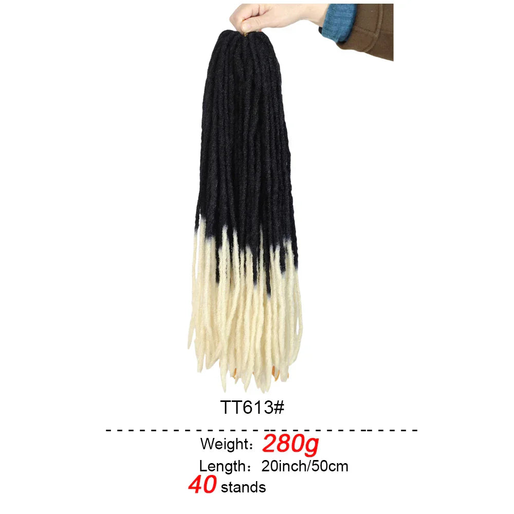 20-Inch Ombre Soft Dreadlocks Crochet Hair | Straight Synthetic Faux Locs for Black Women (Kanekalon Fiber)