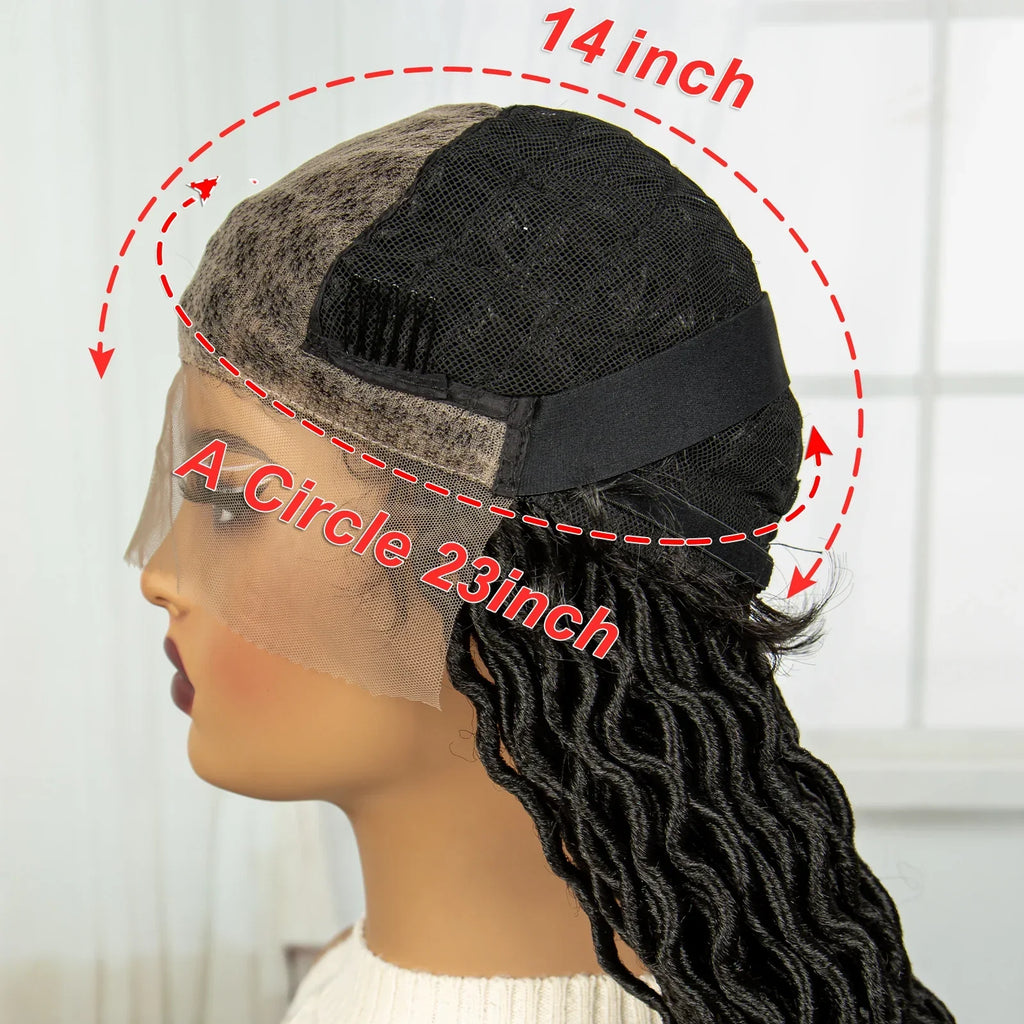 32" Water Wave Dreadlocks & Knotless Braids Wig | Lace Front | Baby Hair