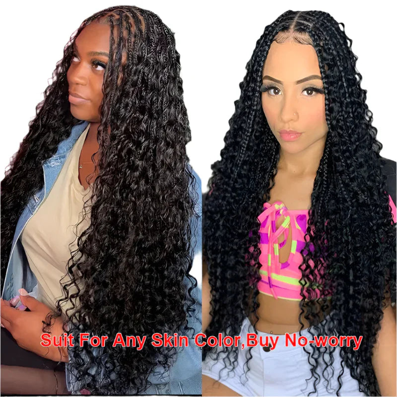 32" Blonde Goddess Locs Wig | Boho Braids & Curls | Full Lace Front | Baby Hair | Synthetic Hair