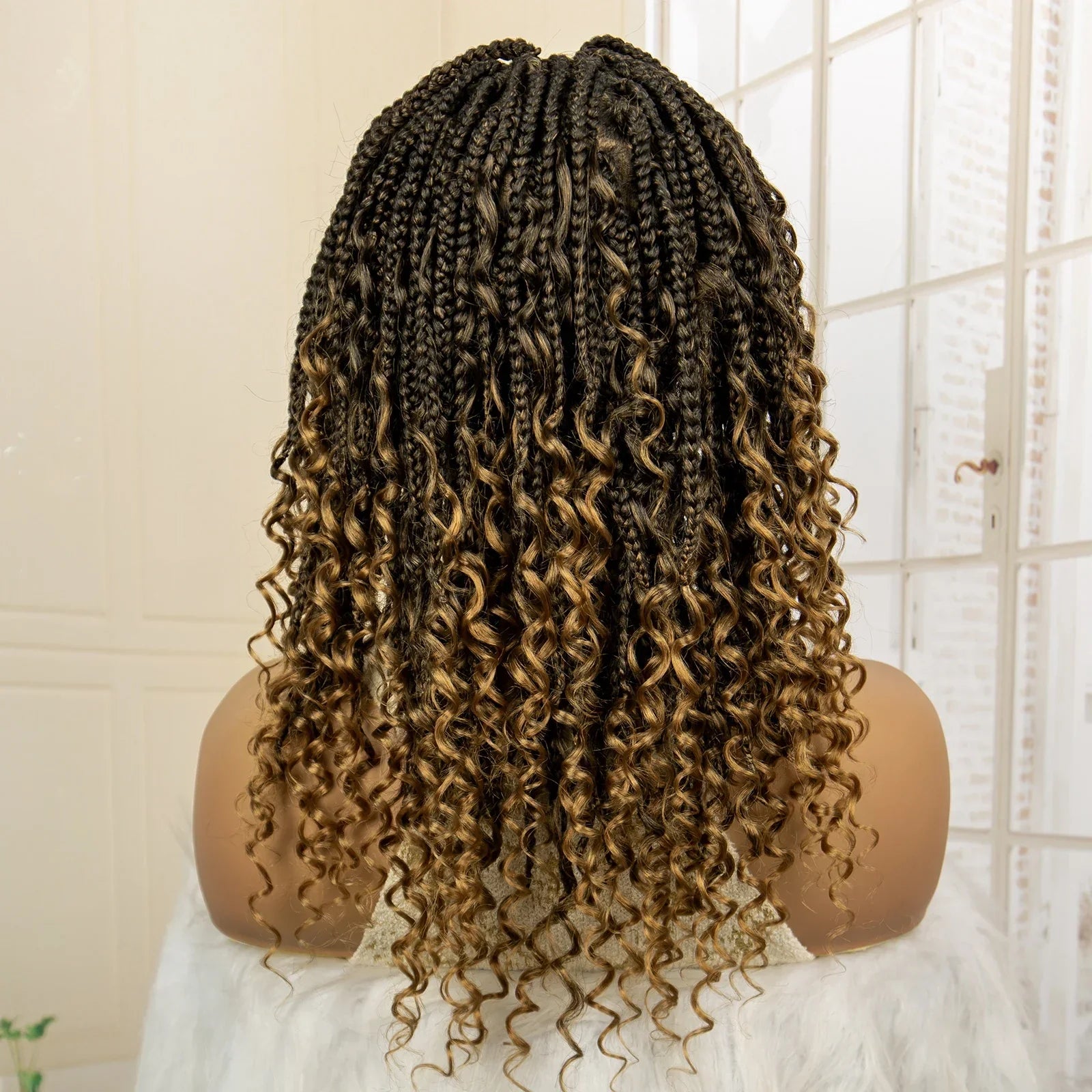 14" Burgundy Box Braids Wig | Full Lace | Kanekalon Fiber | Boho Braids | For Women