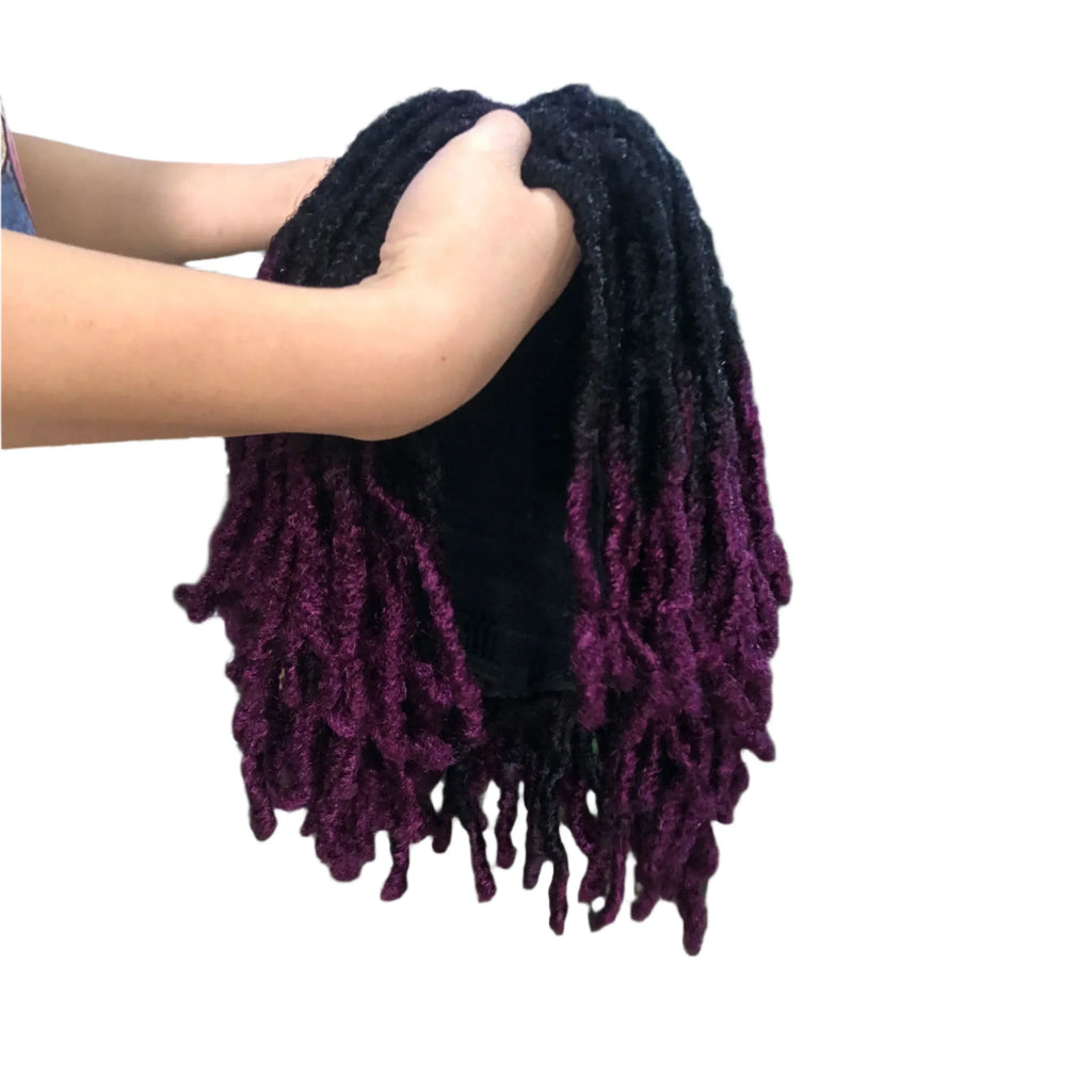 10" Short Braided Bob Wig | Faux Locs & Curly Twists | Black, Blonde, Red | Synthetic Hair