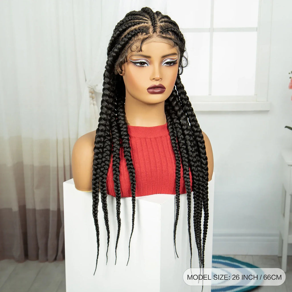 26" Natural Cornrow Braids Wig | Transparent Full Lace | Baby Hair