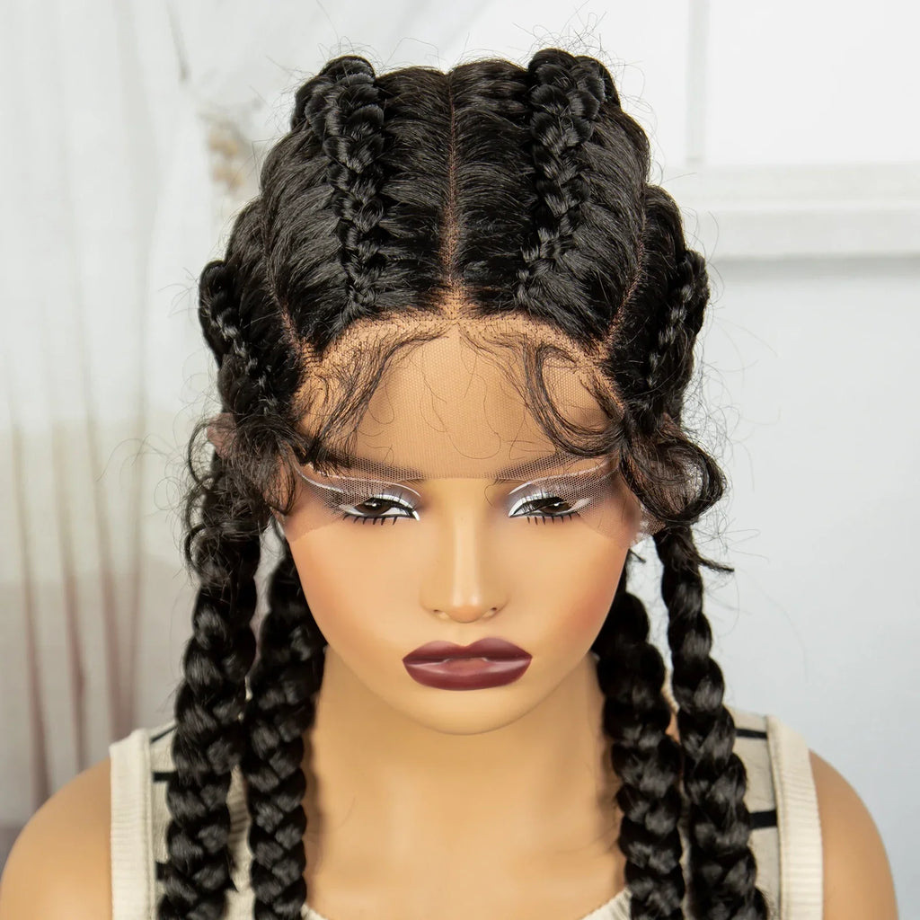 36" Natural Cornrow Braids Wig | Lace Front | Baby Hair | Long Braids