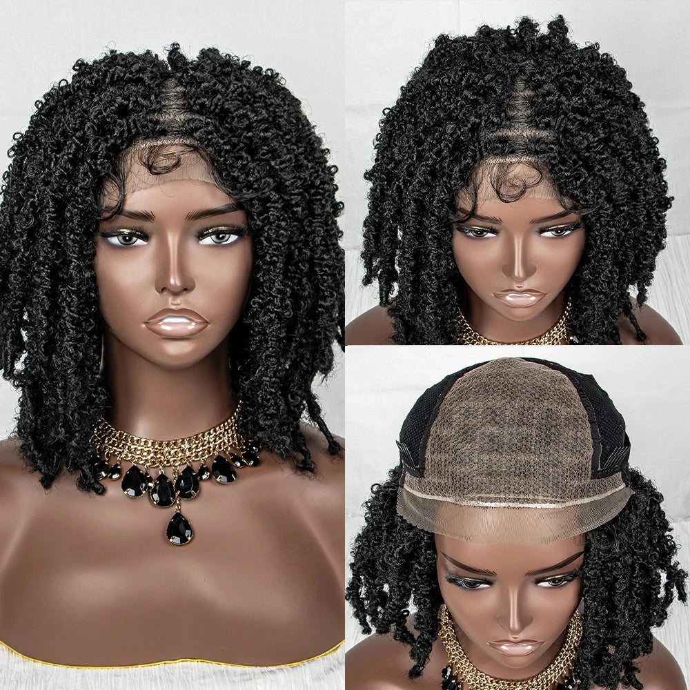 14 Inch Butterfly Locs Bob Wig | Transparent Lace Front Synthetic Braiding Hair (Crochet Braids)