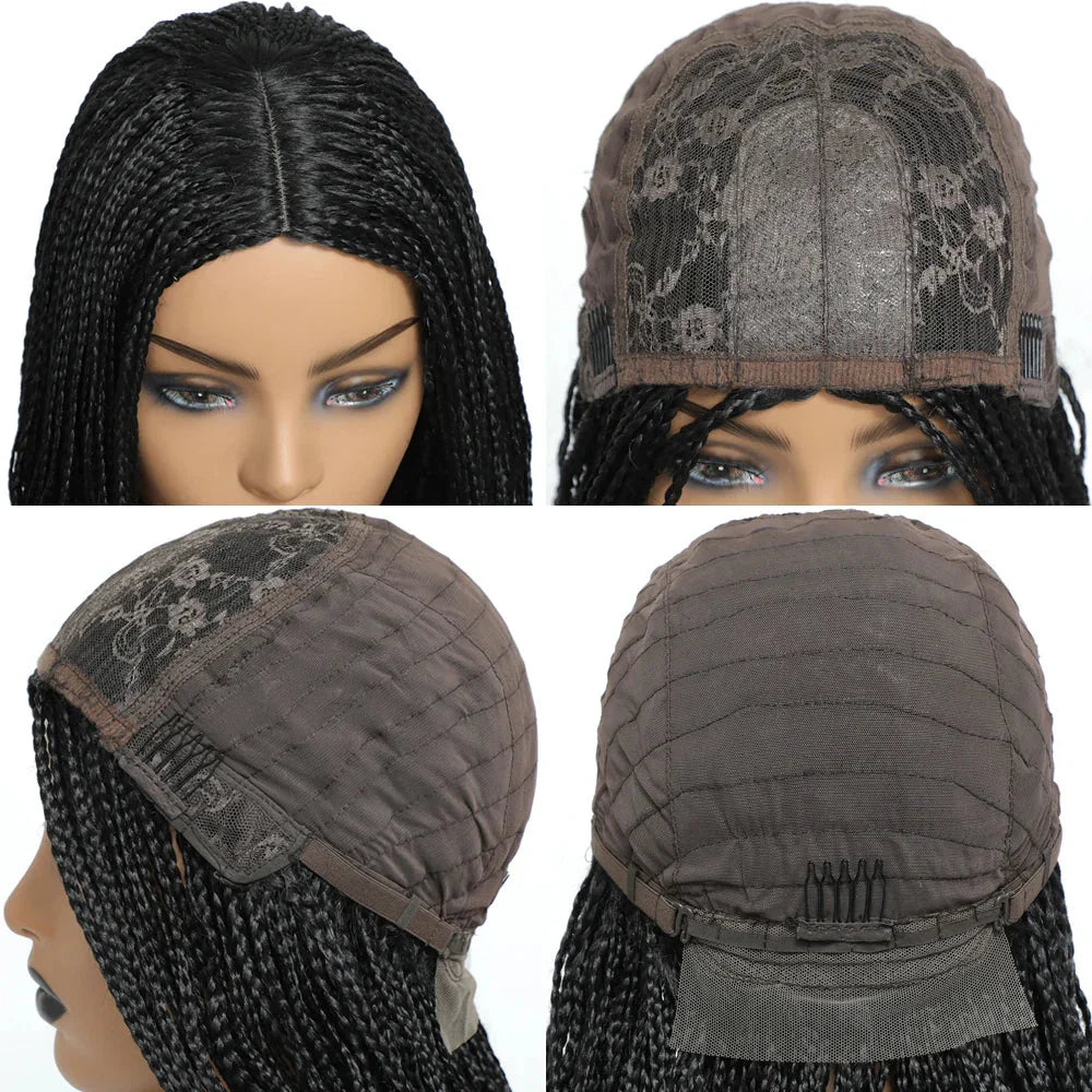 26" Ombre Box Braids Wig | Knotless | Crochet | 1B, 27, 30, Gray | Handmade