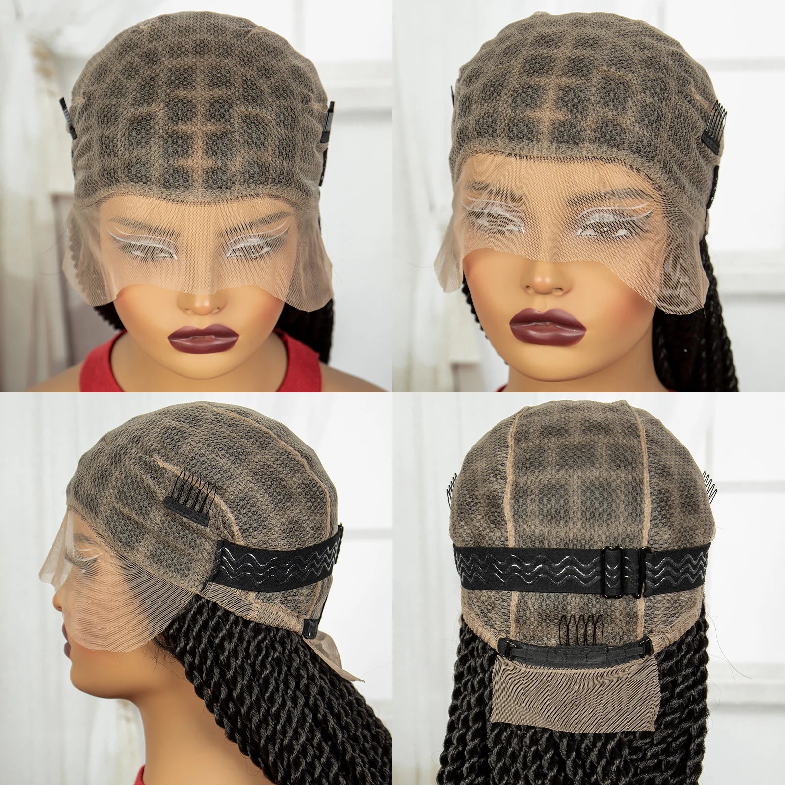 38" Long Twist Knotless Braids Wig | Transparent Full Lace | Baby Hair
