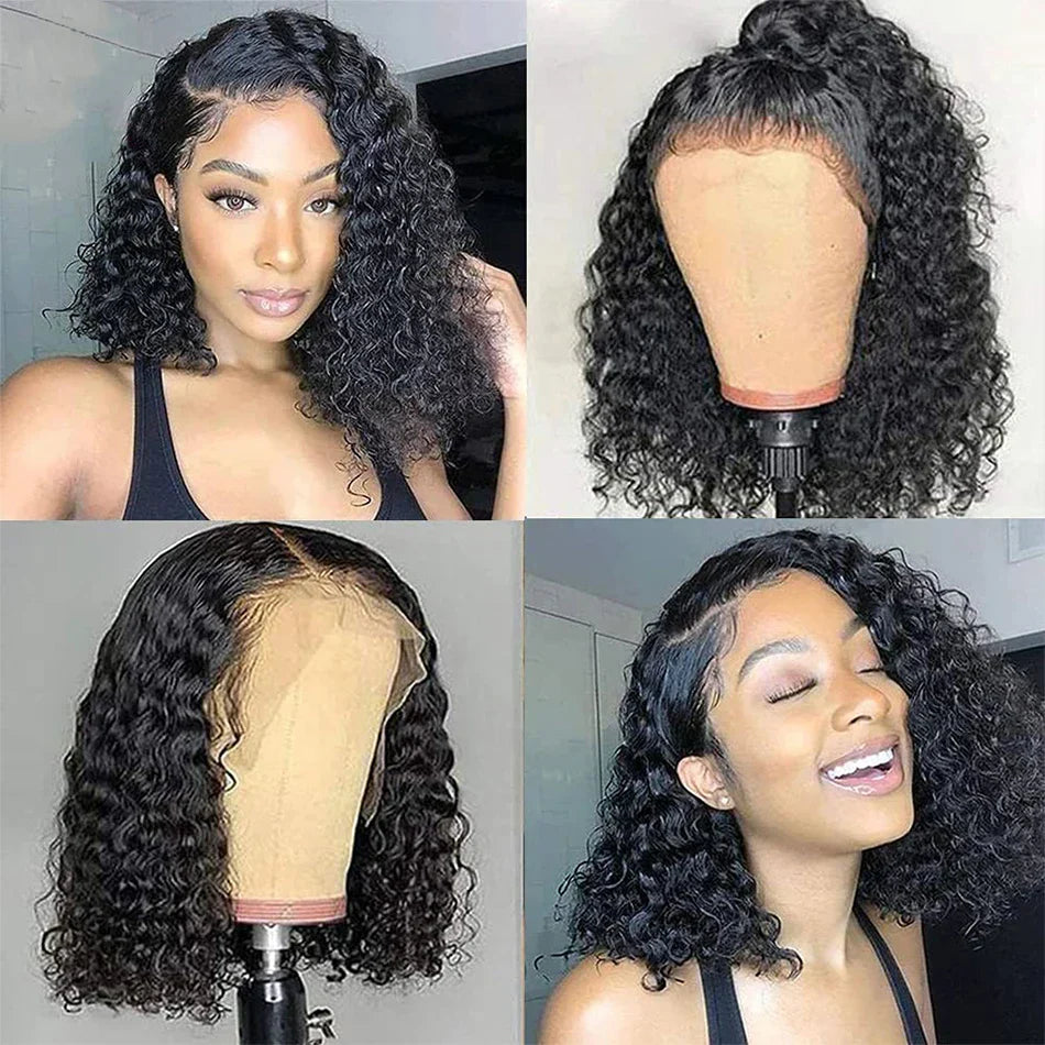 12A Kinky Curly Bob Wig | Glueless 13x4 Lace Frontal Wig | Brazilian Remy Hair