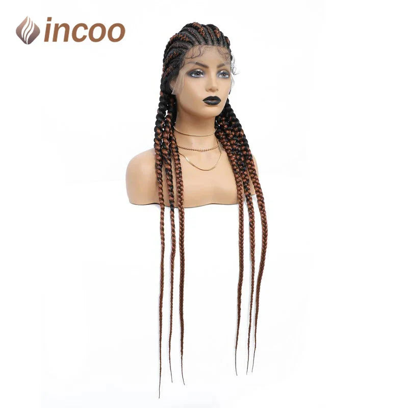 36" Jumbo Dutch Twins Cornrows Wig | Full Lace Front | Synthetic Braids | Black Women