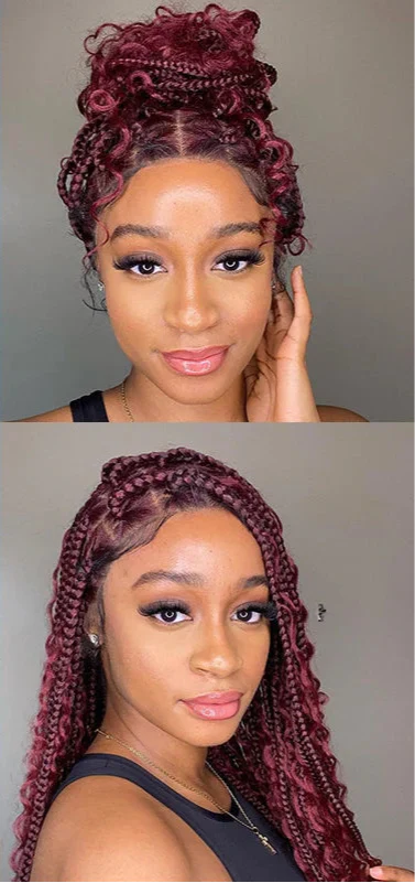 36" Ombre Goddess Locs Braids Wig | 360 Lace Front | Baby Hair | Bohemian Style