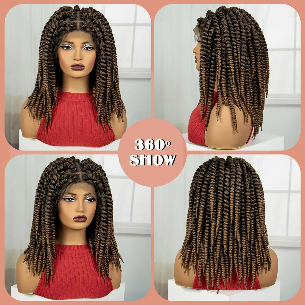 16" Twist Knotless Braids Wig | HD Full Lace | Baby Hair | Natural Look