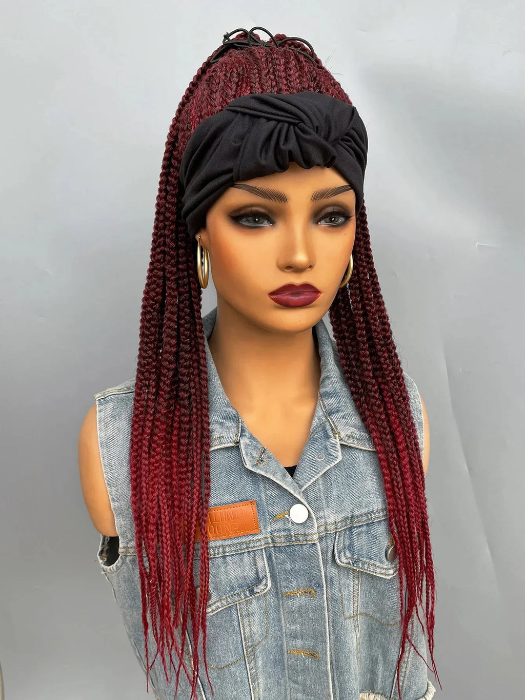 26" Twist Cornrow Headband Wig | Crochet Braids | Long Straight Synthetic