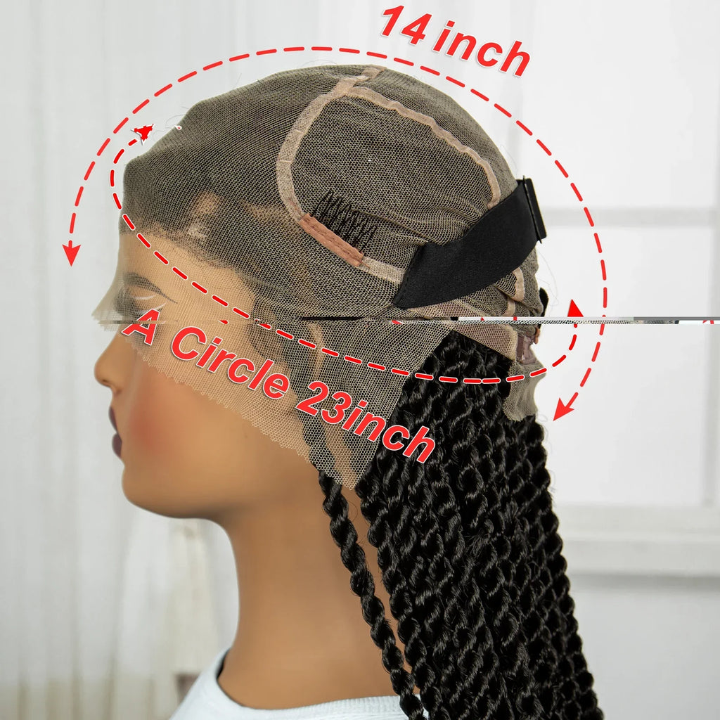 34" Twisted Knotless Box Braids Wig | Full Lace | Baby Hair | Synthetic Braids | Black Women