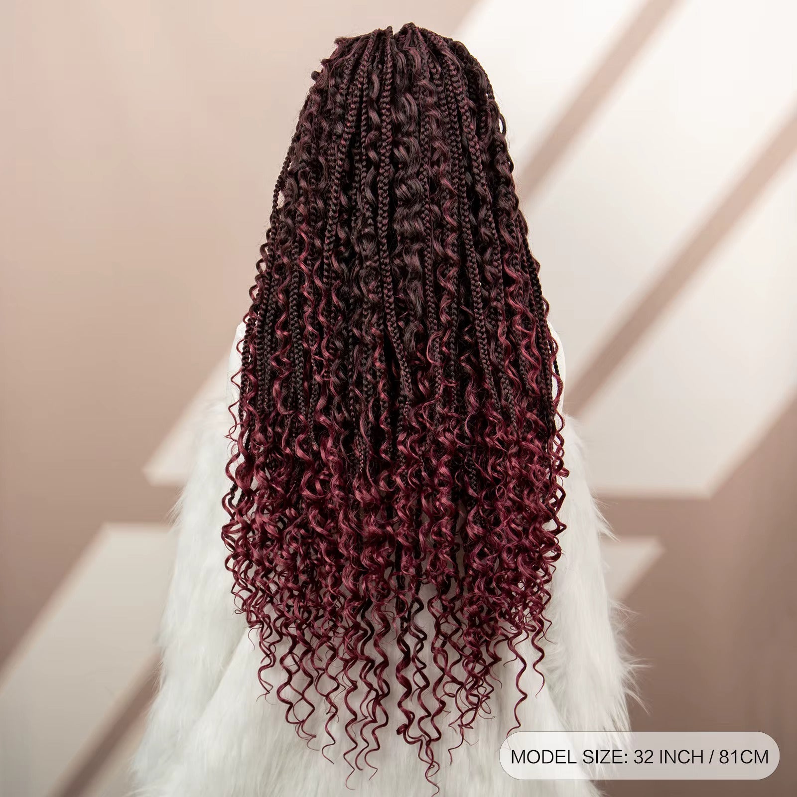 32" Boho Knotless Braided Wig | Bohemian Box Braids | Lace Front Wig with Baby Hair | Synthetic Hair