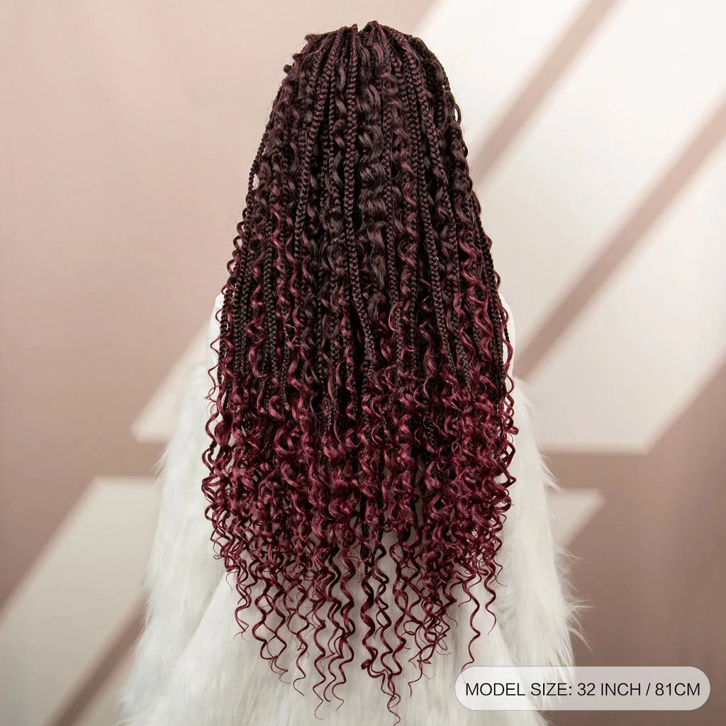 32" Boho Knotless Box Braids Wig | Lace Front | Baby Hair | Black Women