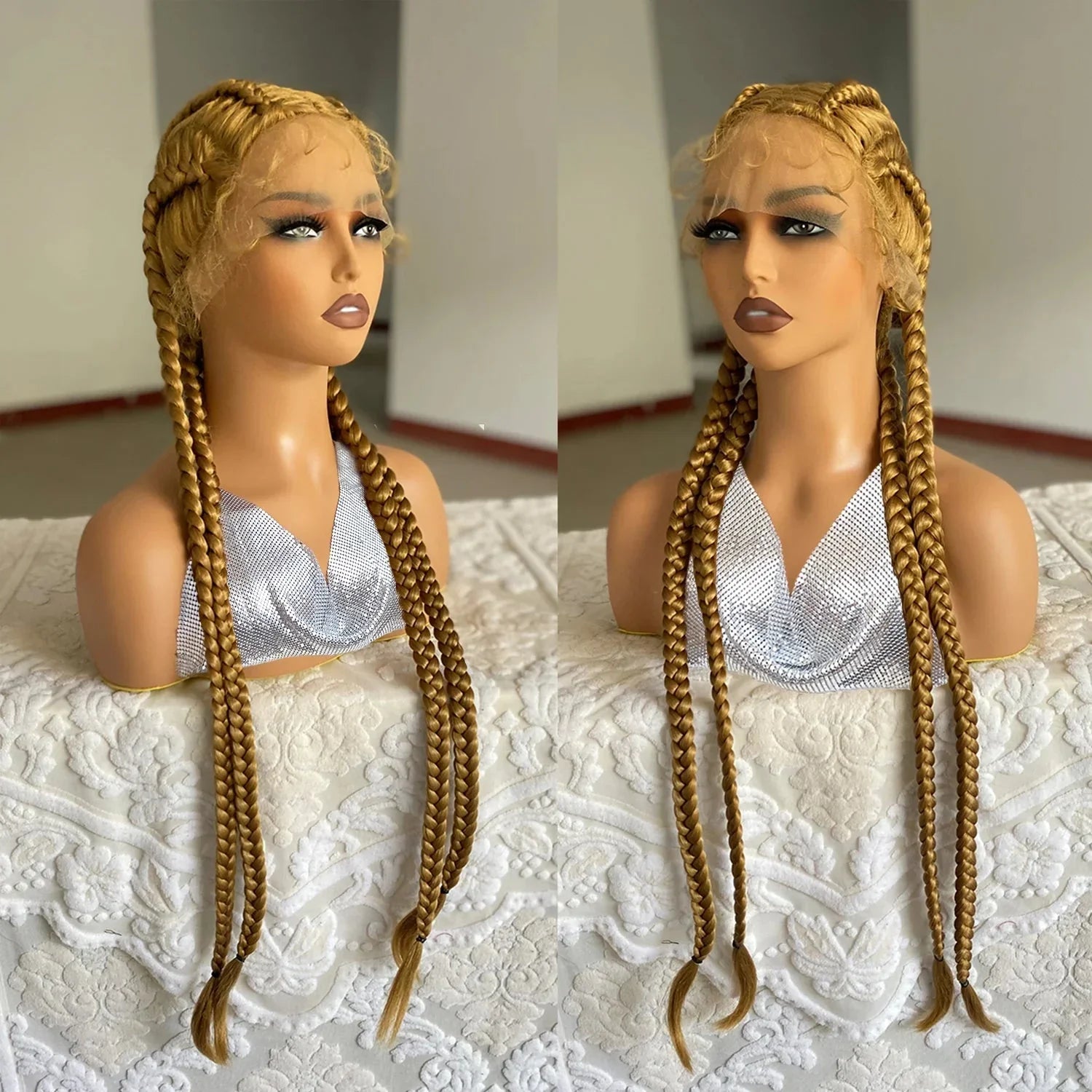 32" Twist Cornrow Braids Wig | Lace Front | Baby Hair | DIY & Cosplay | Synthetic