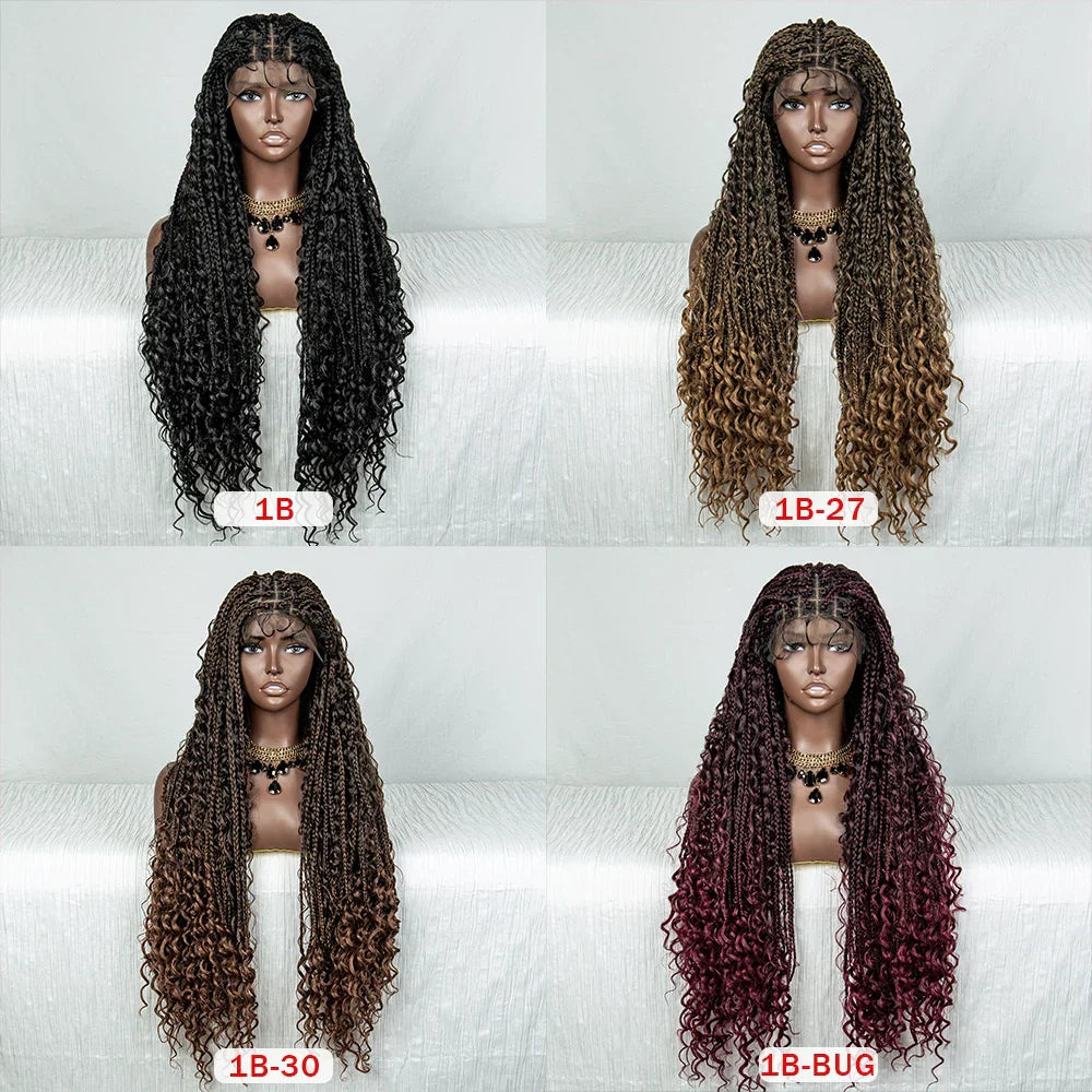 32" Knotless Braids Wig with Baby Hair | Transparent Lace Front
