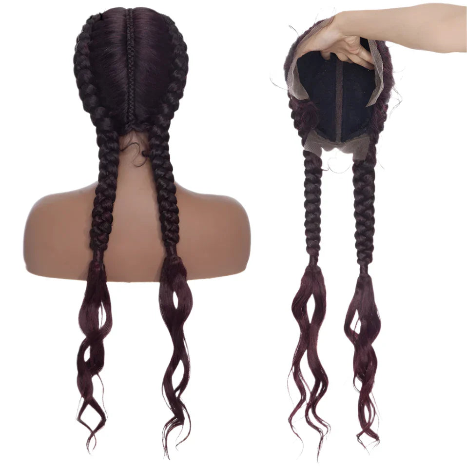 26" Dutch Braids Lace Front Wig | My-Lady Cornrow Afro Wig | Synthetic African Braided Wig | Wavy Texture