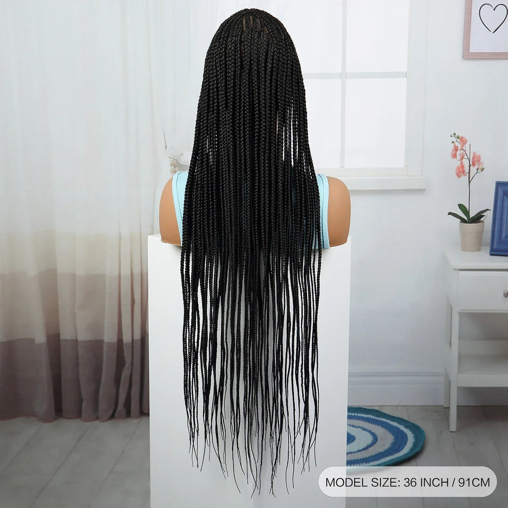 36" Natural Straight Cornrow Braids Wig | Lace Front | Baby Hair