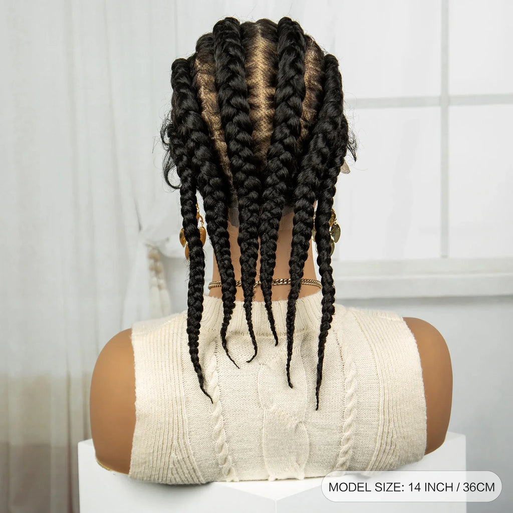 14" Short Cornrow Braids Wig | Transparent Full Lace Bob with Baby Hair