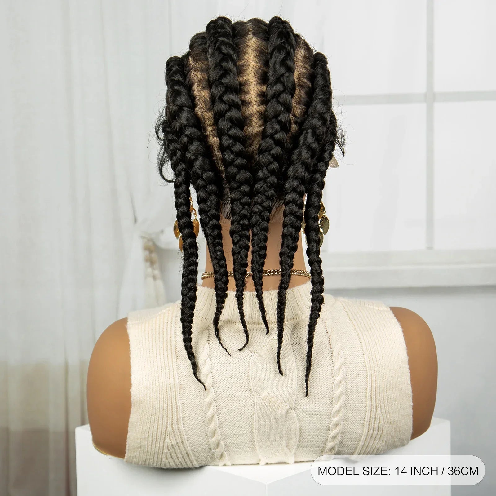 14" Short Cornrow Braids Wig | Transparent Full Lace Bob with Baby Hair