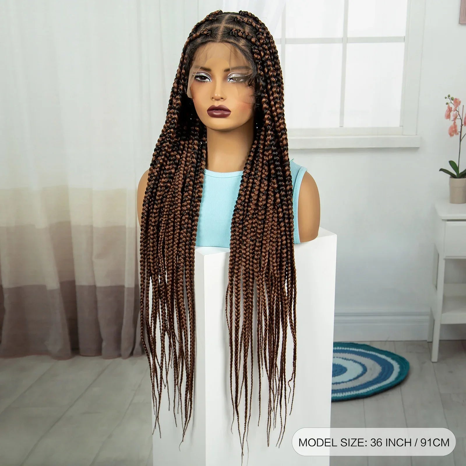 36" Knotless Box Braids Wig | Full Lace | Baby Hair | Natural Look
