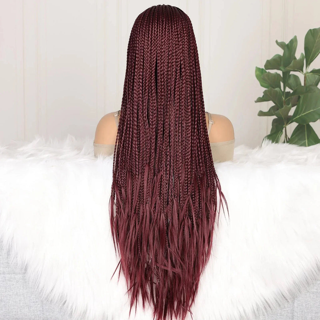 99J Burgundy Goddess Twist Braids Wig | HD Lace Frontal | Knotless | Baby Hair