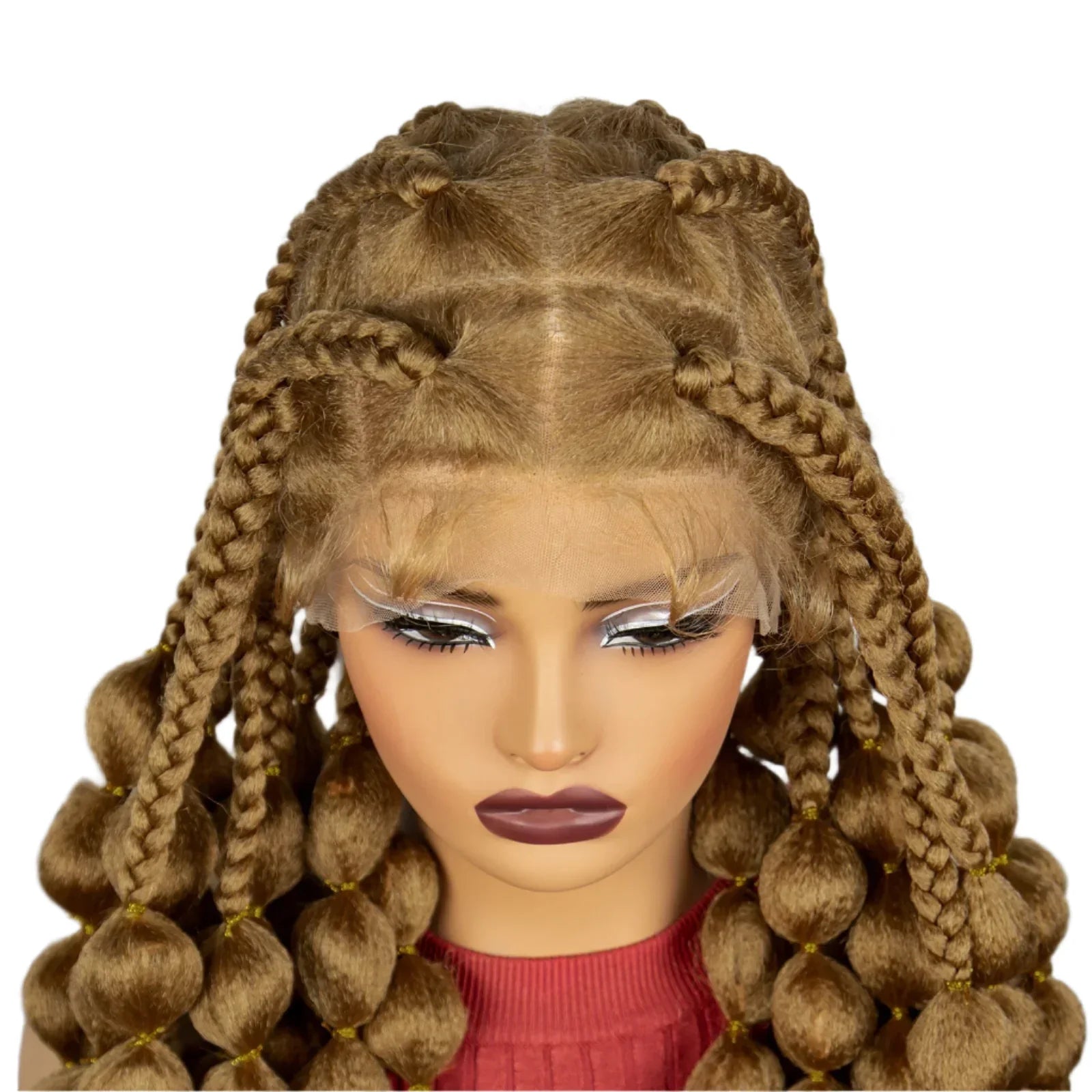 40" Ombre Knotless Bantu Braids Wig | Handmade Full Lace | Baby Hair